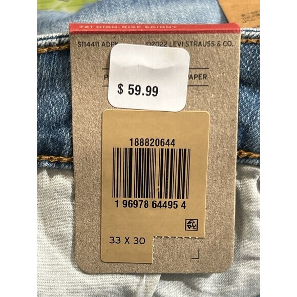 Levi's 721 High Rise Skinny Ankle Jeans Women's 33 x 30 Light Wash Rare Tab - Picture 9 of 10